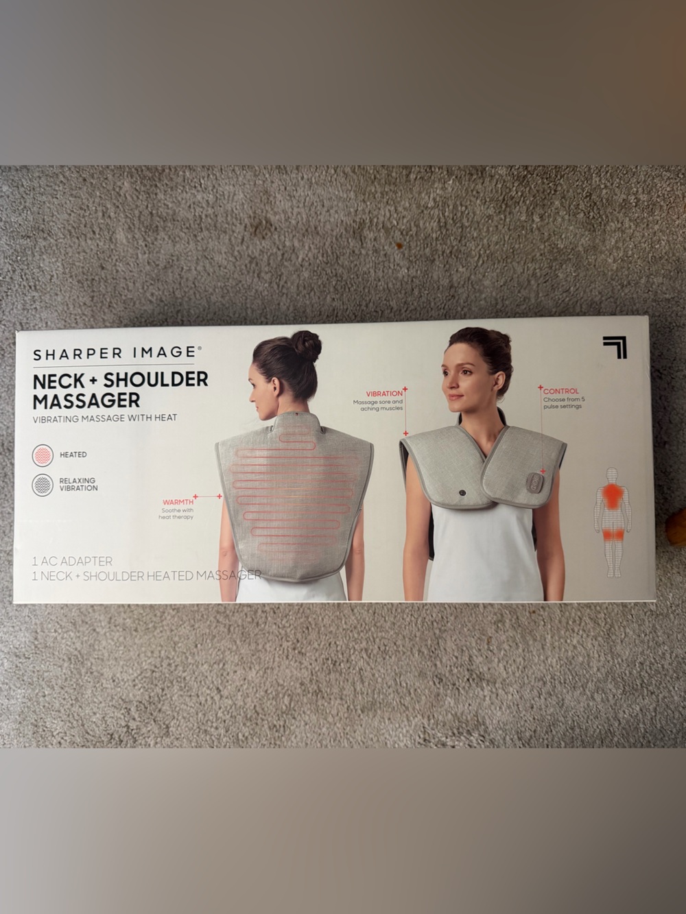 Sharper Image Gray Neck & Shoulder Massager Pad with Heat
